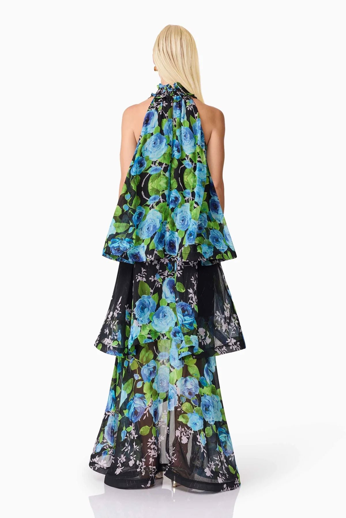 Elliatt Briony Gown - Black & Blue Floral Gown Elliatt 