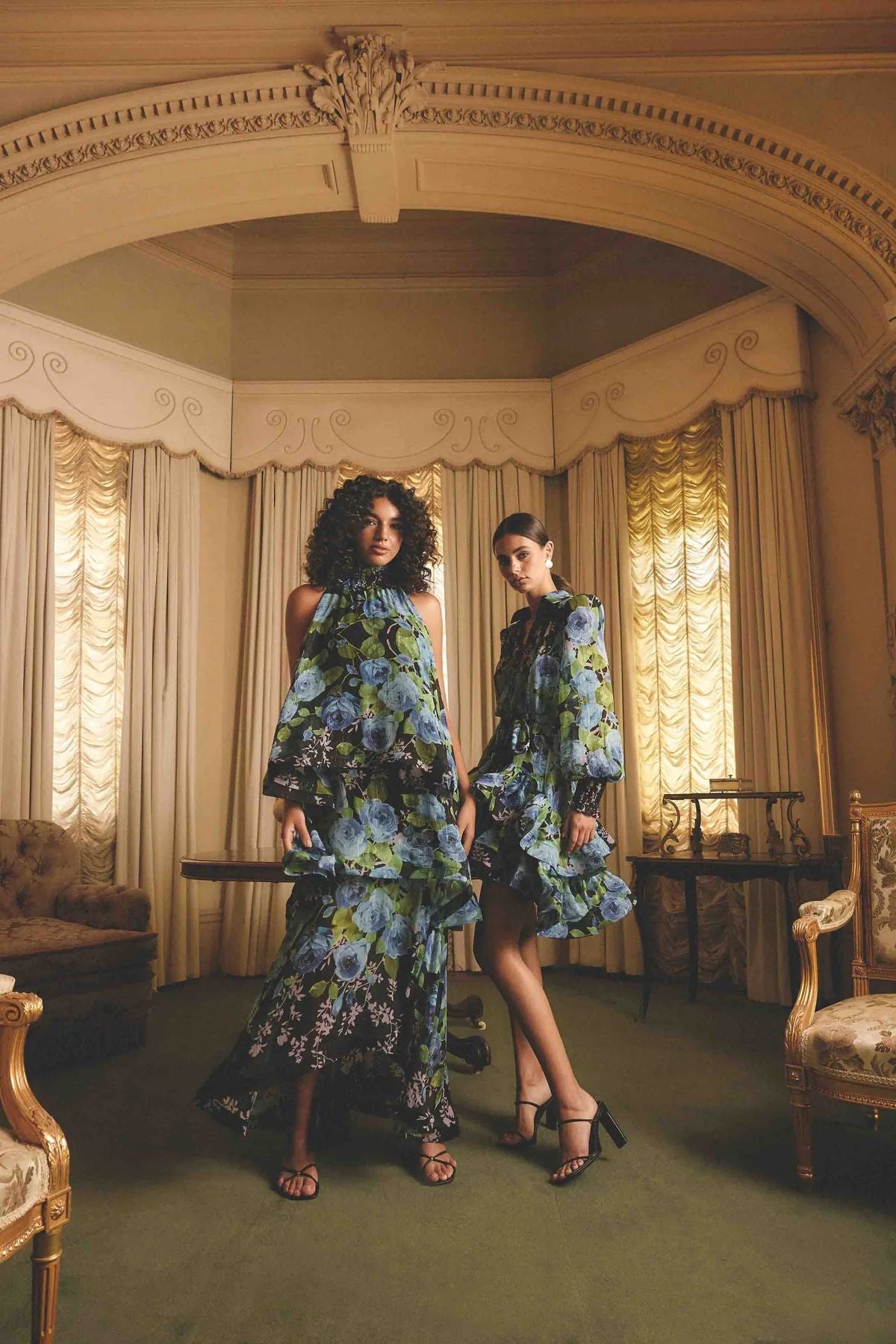 Elliatt Briony Gown - Black & Blue Floral Gown Elliatt 