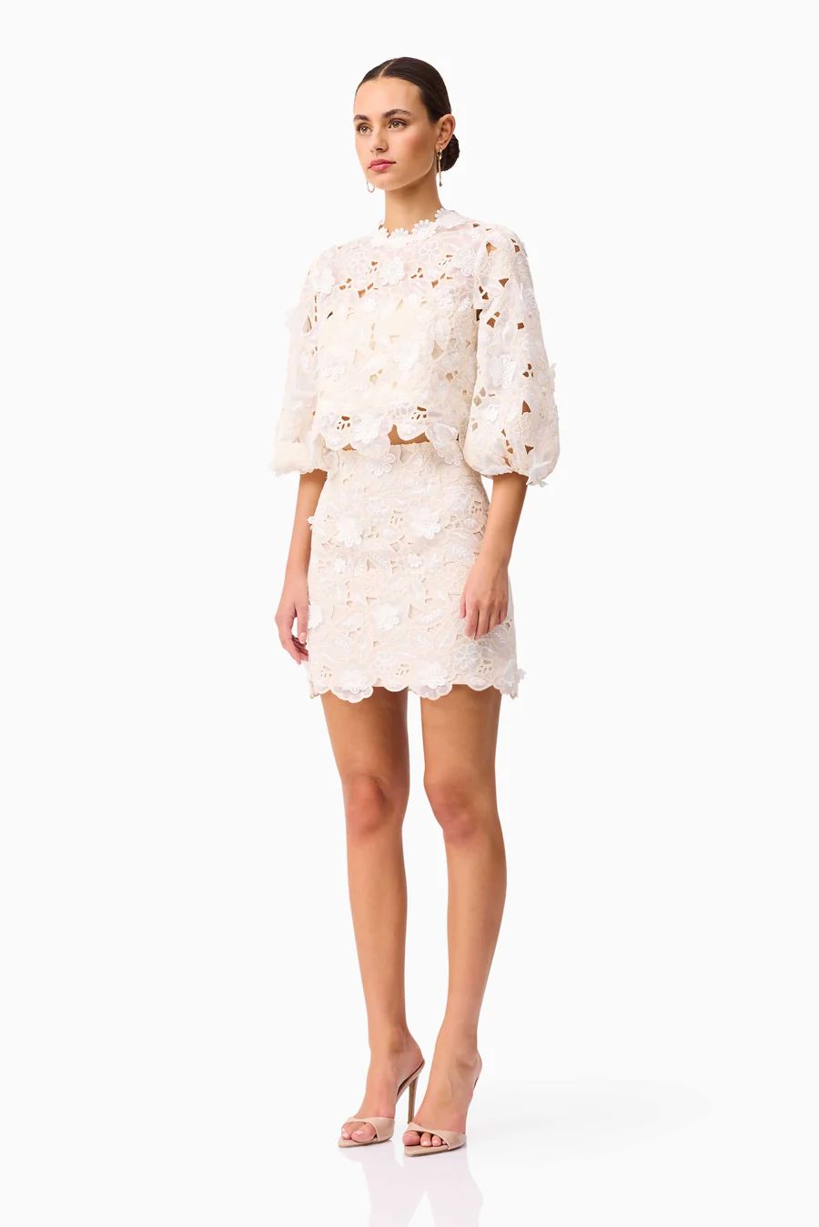 Elliatt Sienna Top & Mini Skirt Set - Cream Elliatt