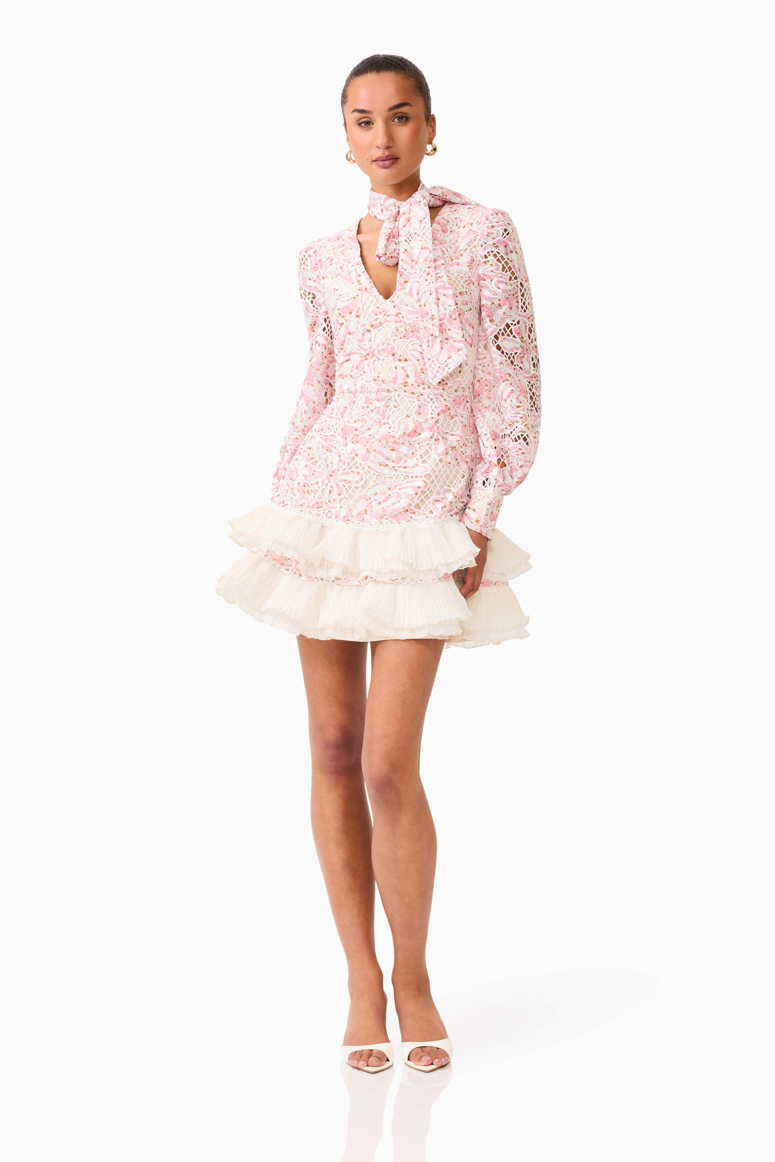 Elliatt Valencia Long Sleeve Mini Dress - Pink Multi Elliatt