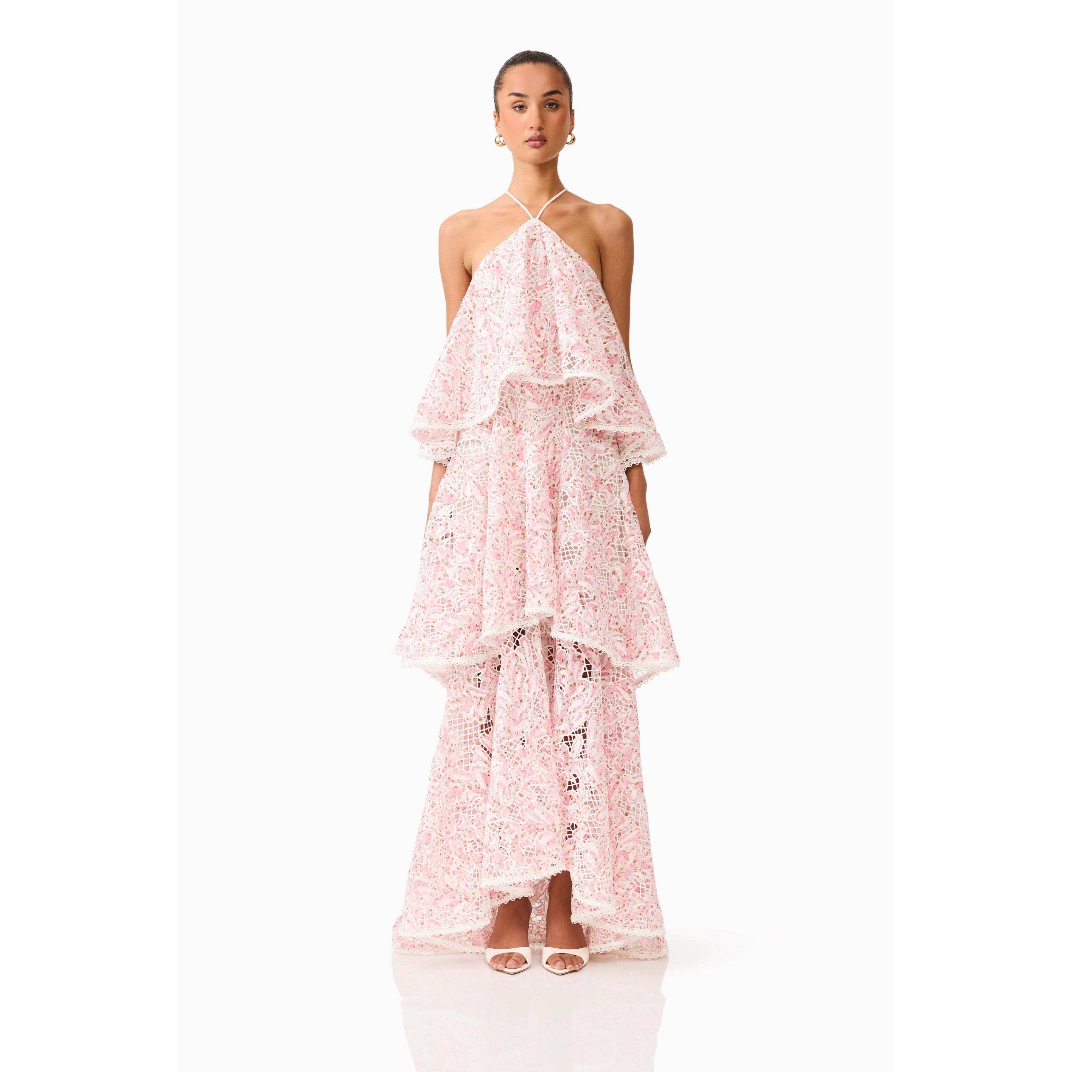 Elliatt Valencia Tiered Gown - Pink Multi Elliatt