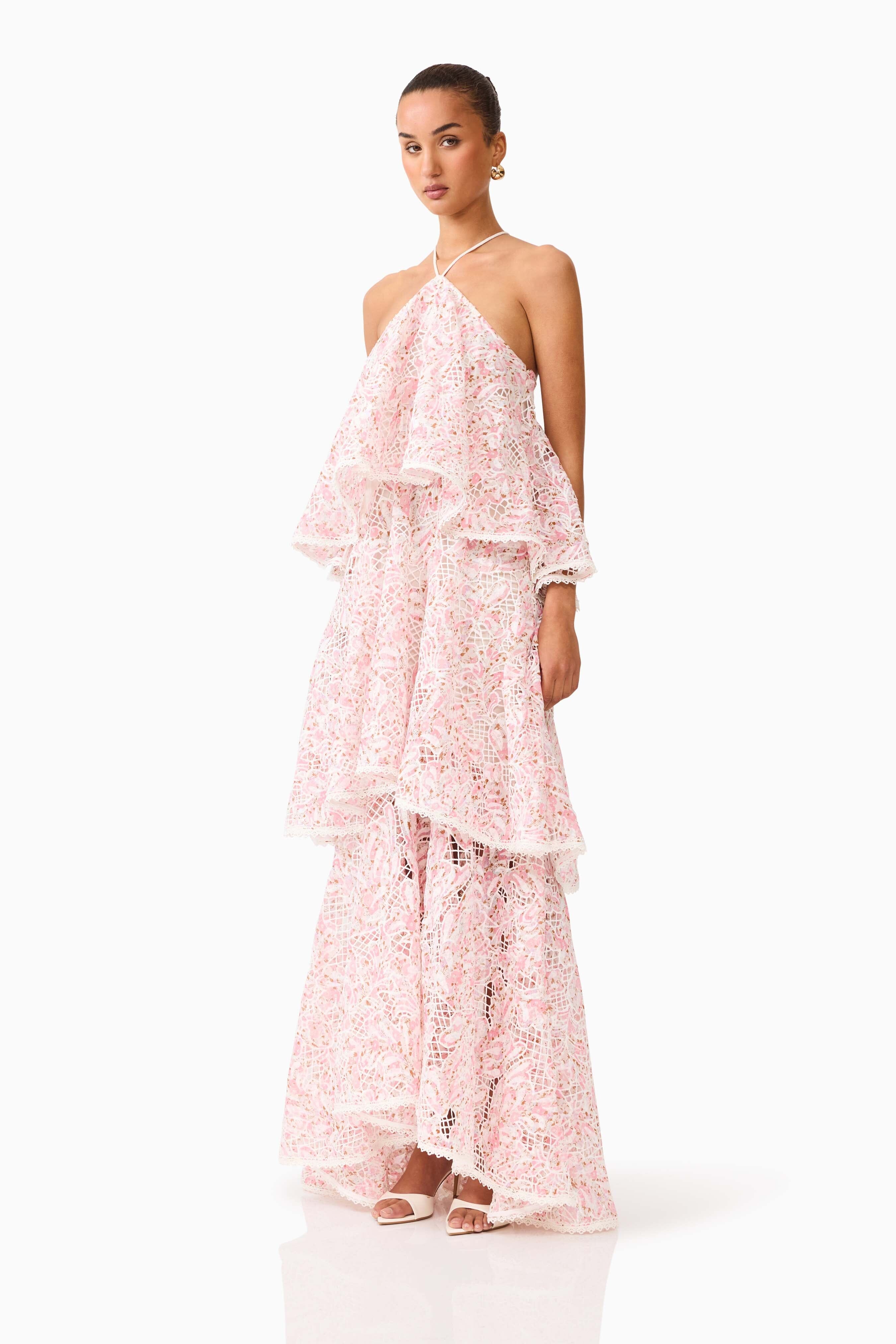 Elliatt Valencia Tiered Gown - Pink Multi Elliatt