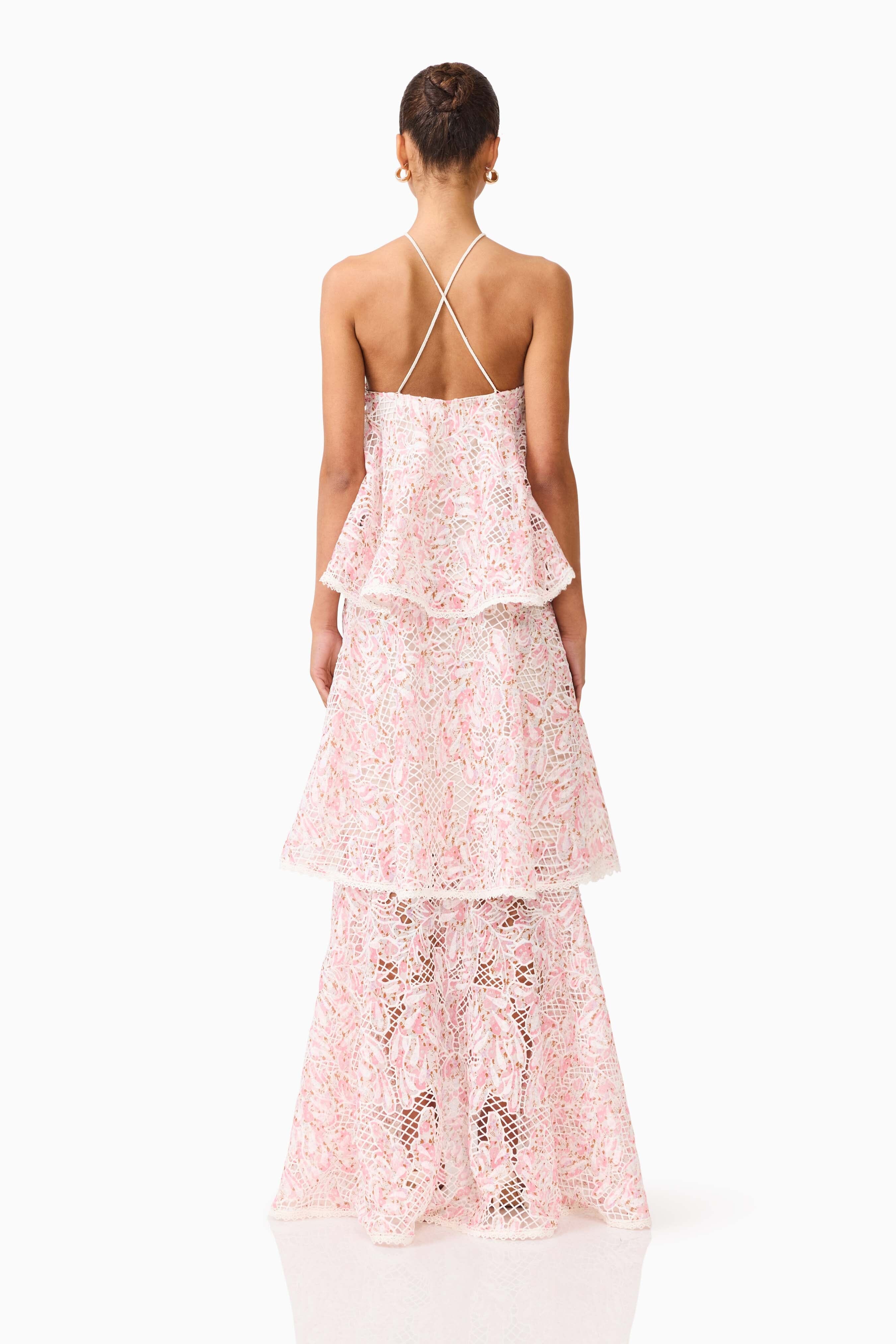 Elliatt Valencia Tiered Gown - Pink Multi Elliatt