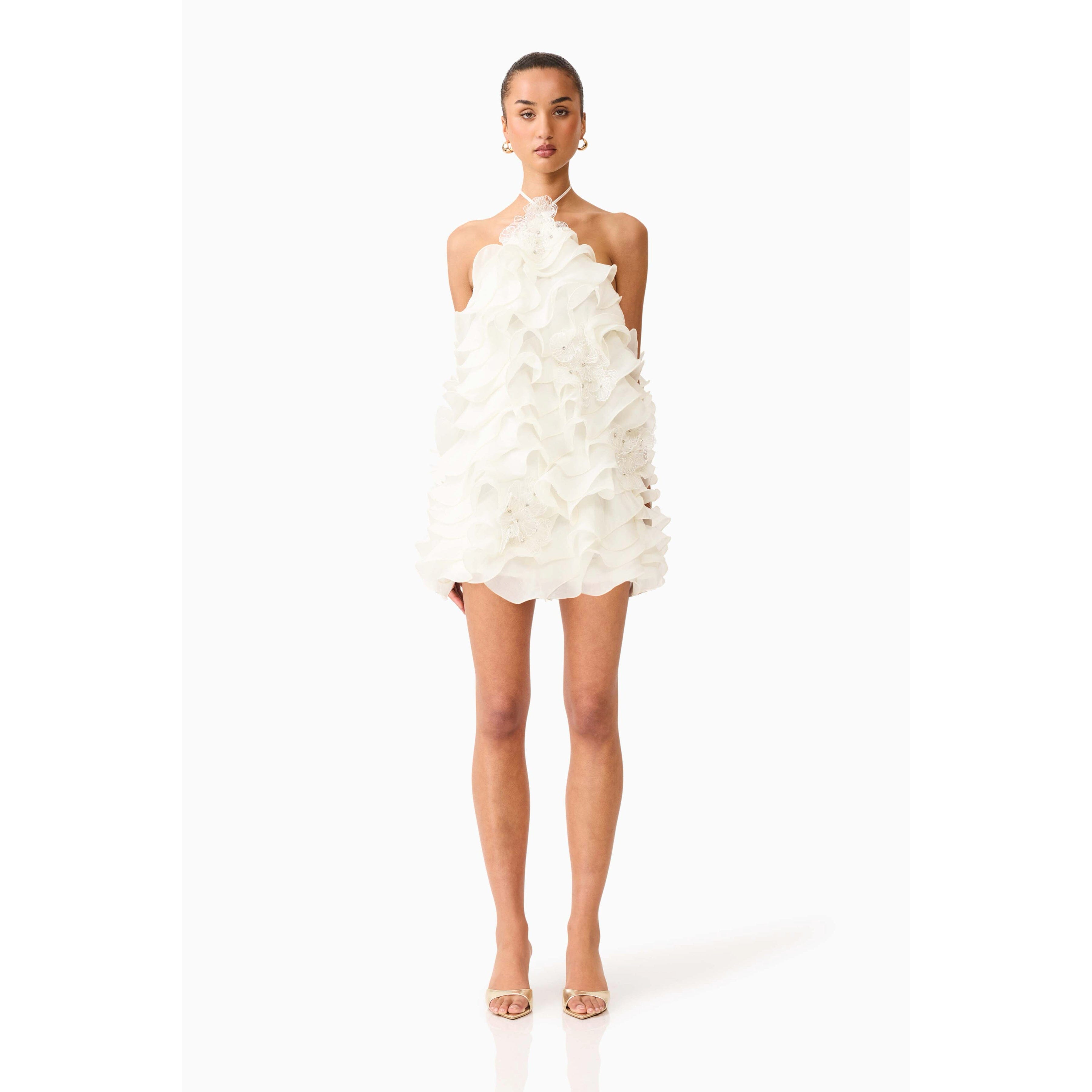 Elliatt Yvette Ruffle Mini Dress - White Elliatt