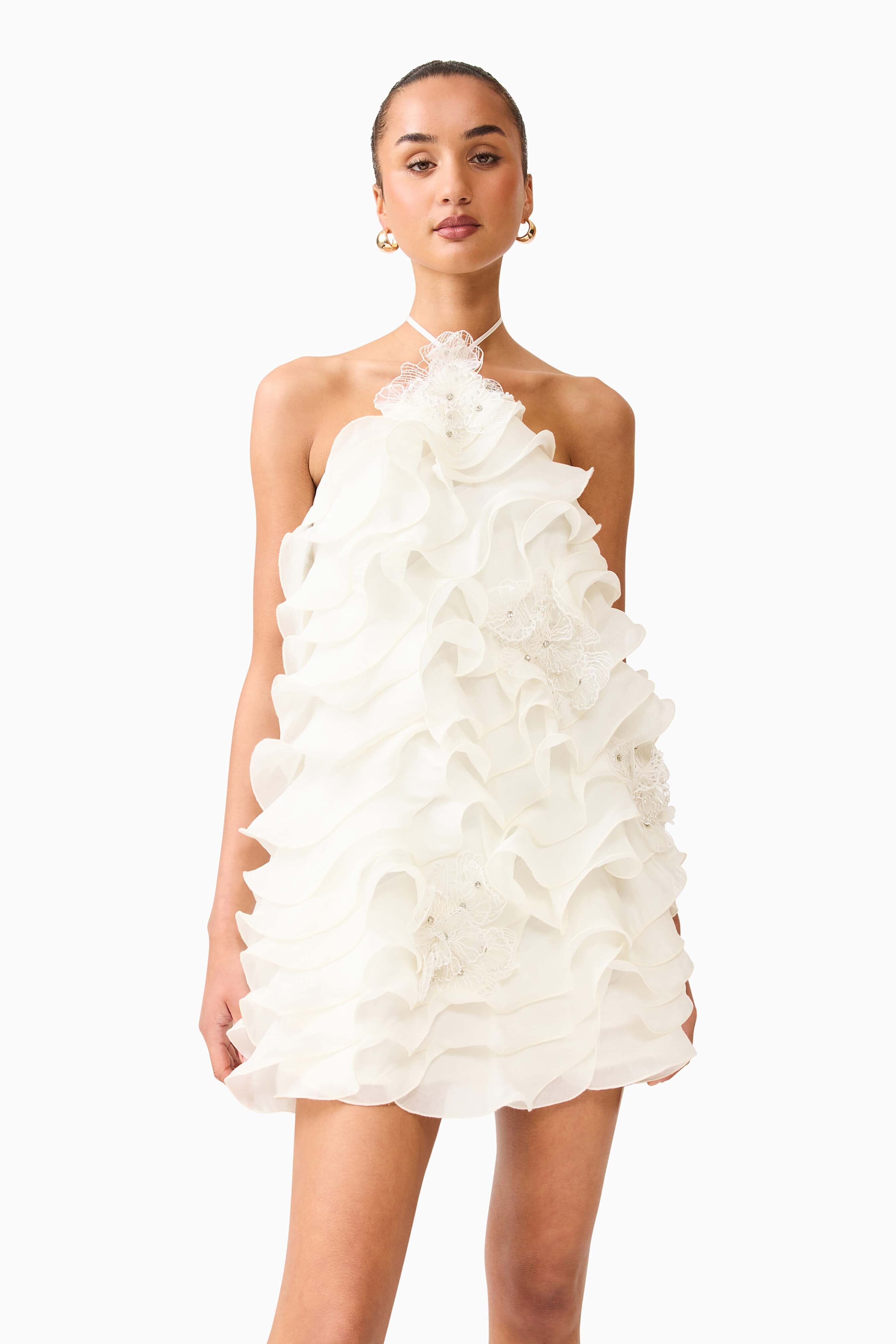Elliatt Yvette Ruffle Mini Dress - White Elliatt