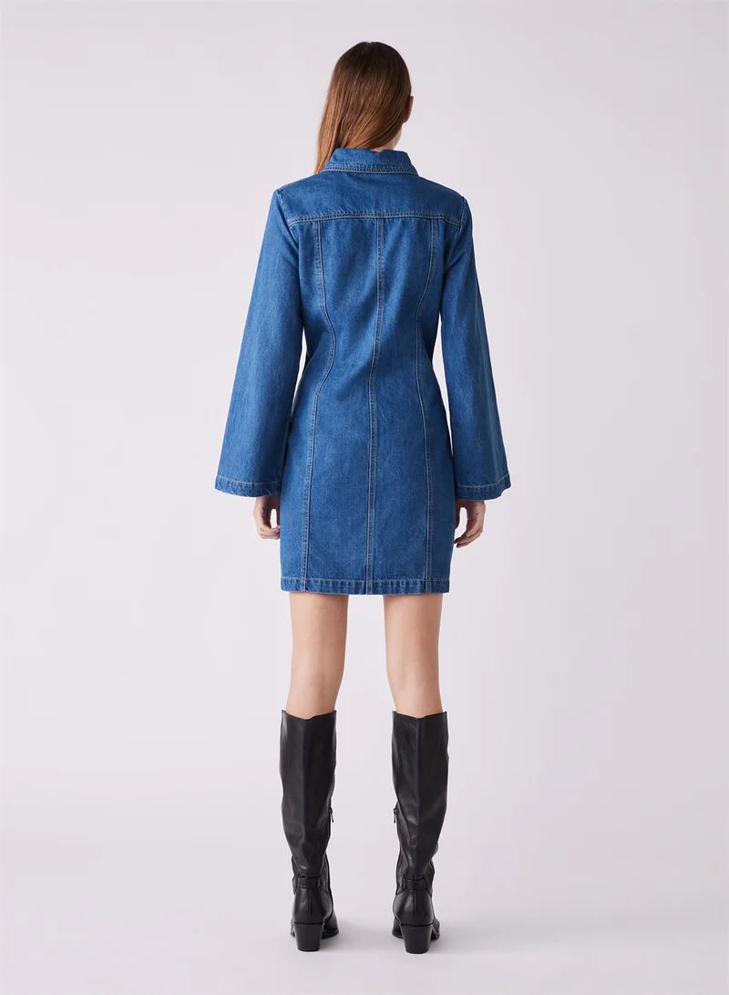 Esmaee Unhidden Denim Dress - Blue Denim Esmaee