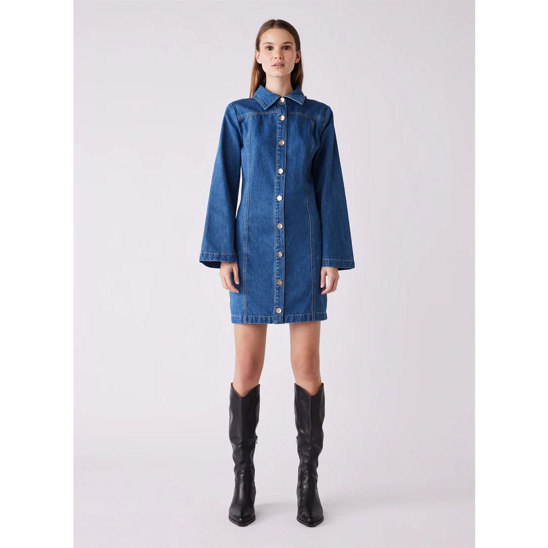 Esmaee Unhidden Denim Dress - Blue Denim Esmaee