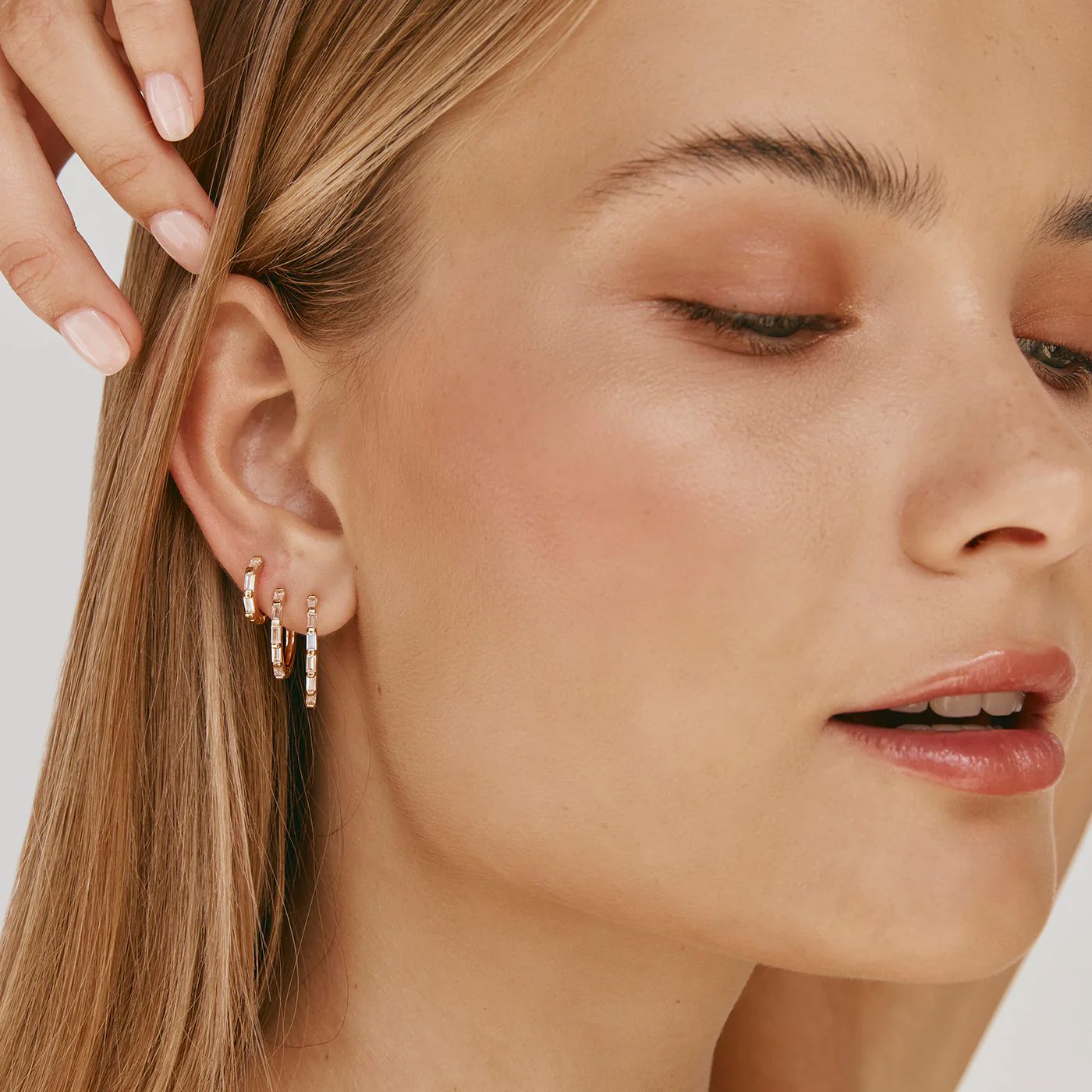 Fairley Crystal Baguette Midi Hoops Fairley