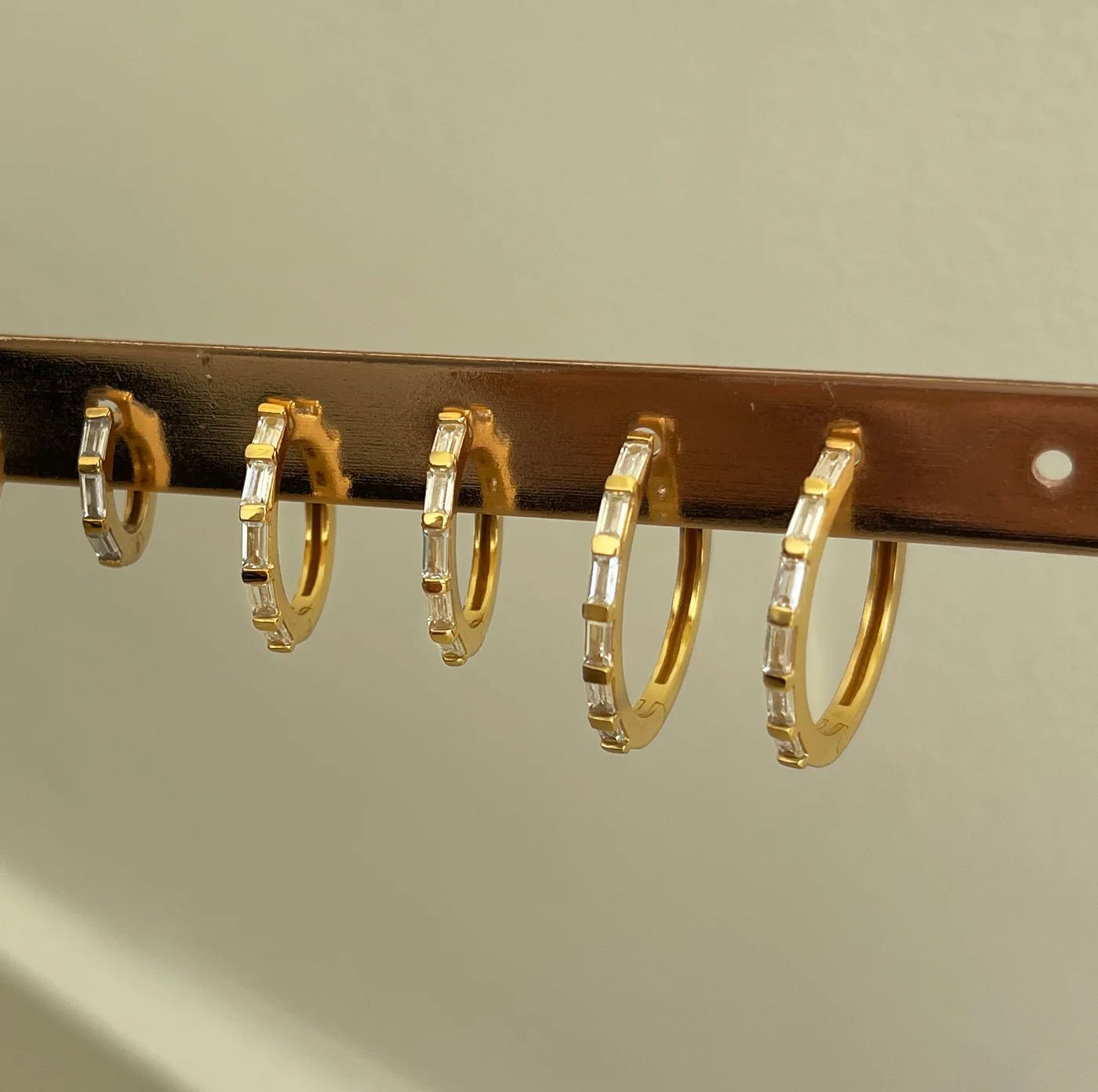 Fairley Crystal Baguette Midi Hoops Fairley