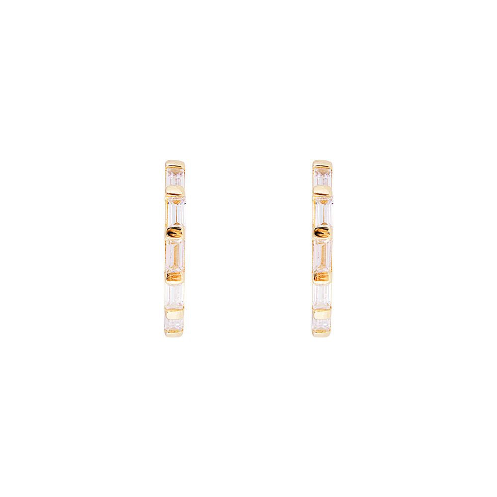Fairley Crystal Baguette Midi Hoops Fairley