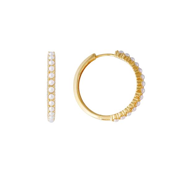 Fairley Slim Crystal Pearl Maxi Hoops Fairley