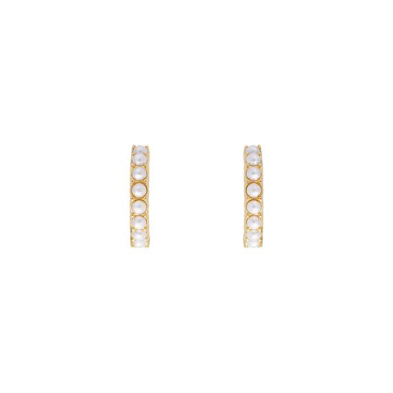 Fairley Slim Crystal Pearl Midi Hoops Fairley