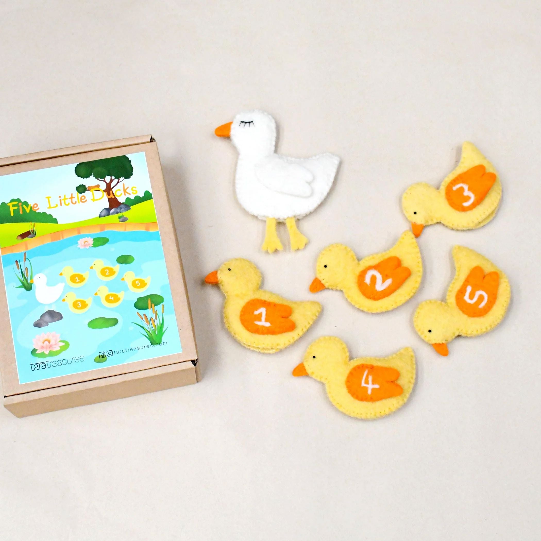 Five Little Ducks Finger Puppets Set Finger Puppets Tara Treasures 