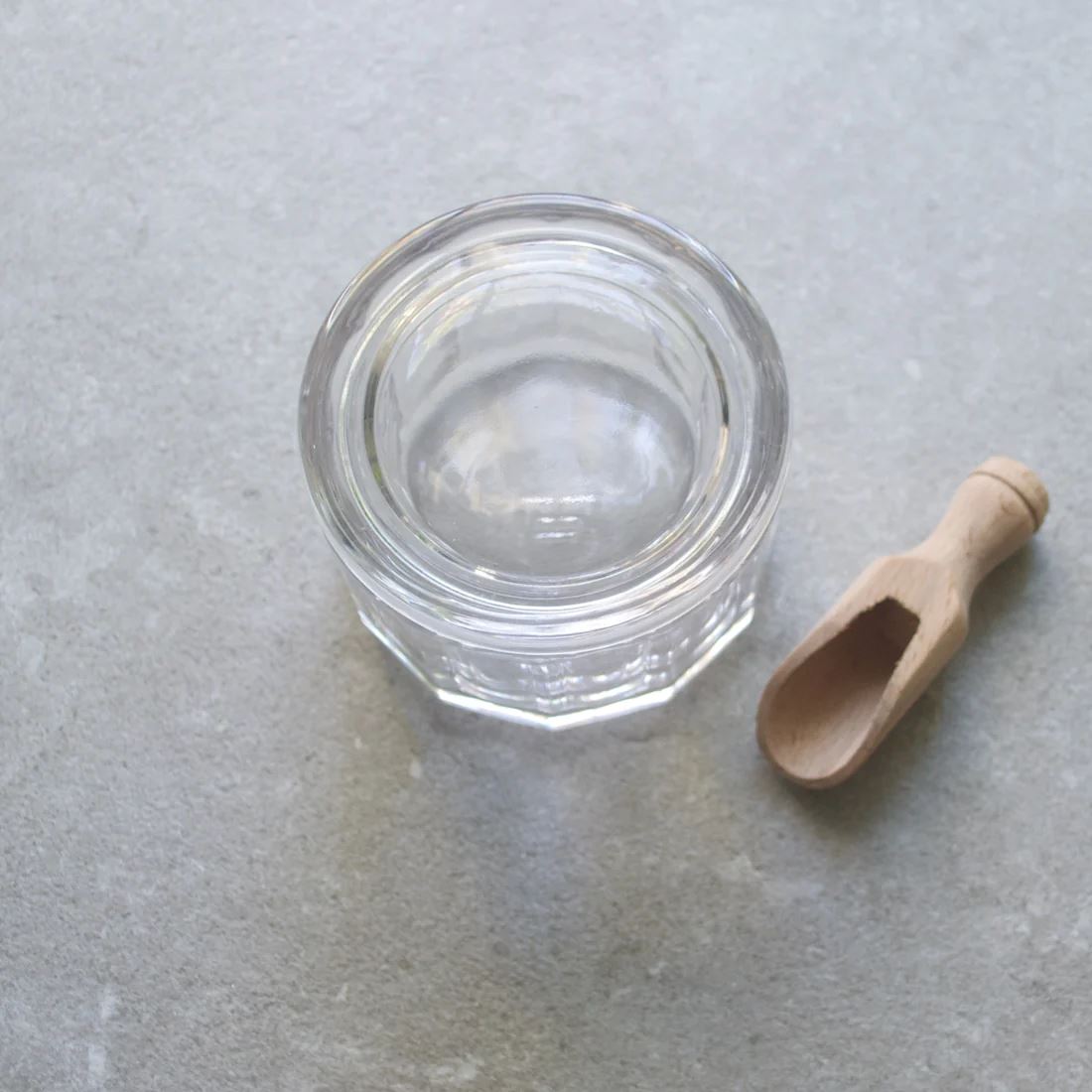 Glass Salt Pot with Wooden Scoop Heaven in Earth