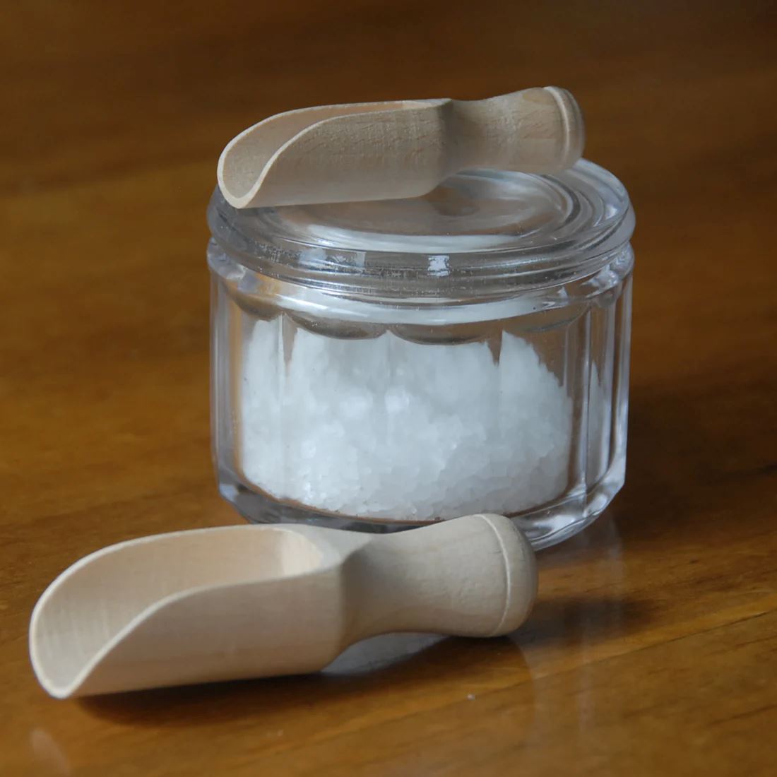 Glass Salt Pot with Wooden Scoop Heaven in Earth