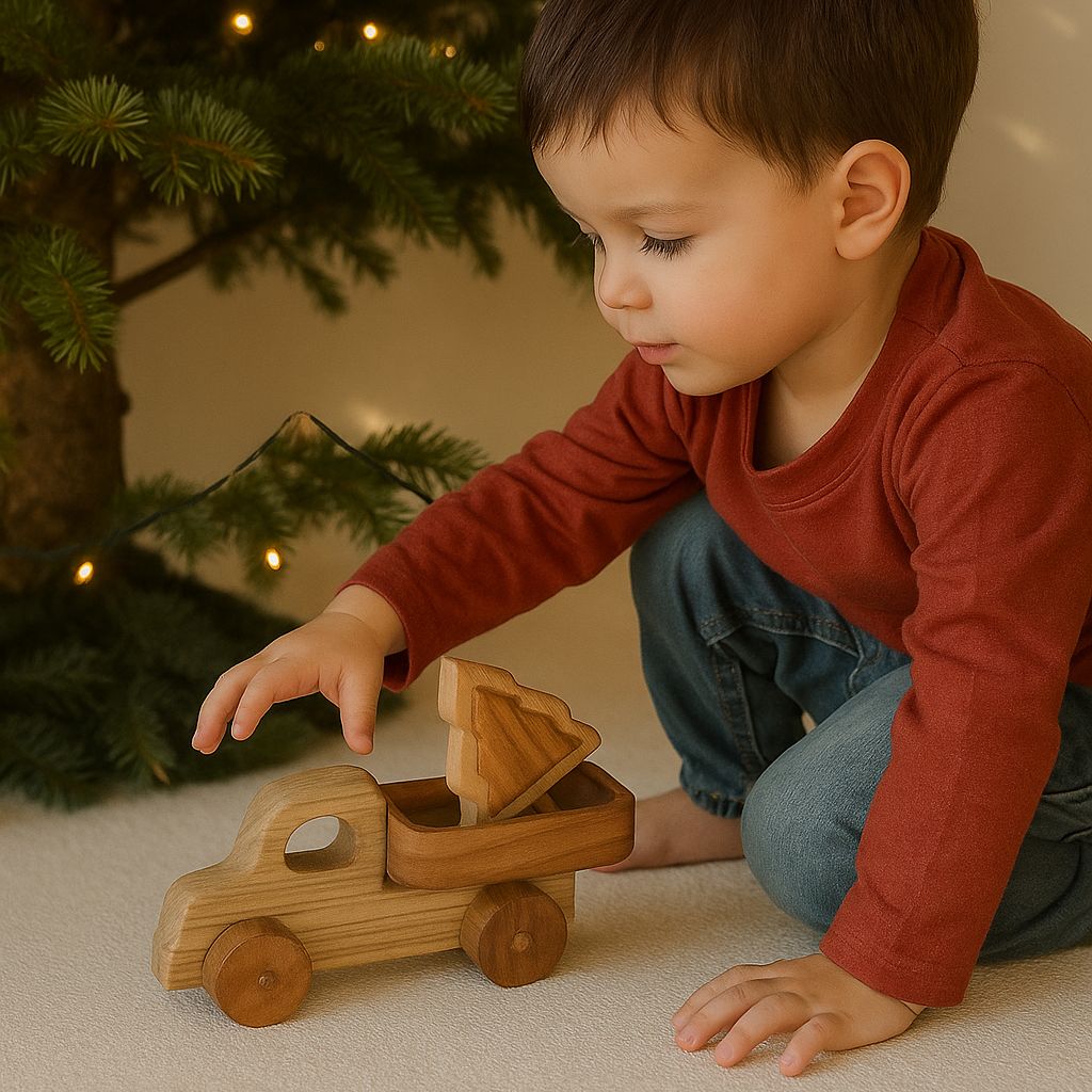 Handmade Wooden Christmas Truck Toy with Removable Tree Kayu&Co.