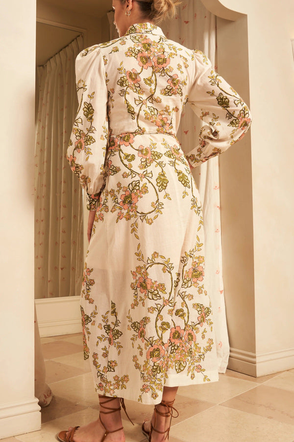 Hannah Artwear Evita Long Sleeve Shirt Dress- Jasmine Peach Hannah Artwear