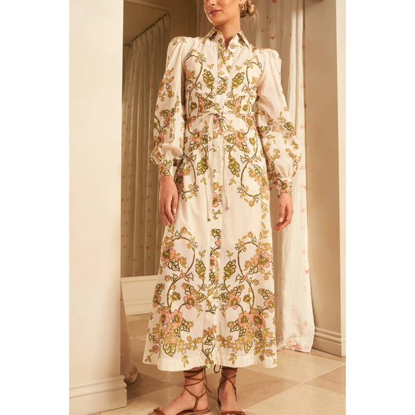 Hannah Artwear Evita Long Sleeve Shirt Dress- Jasmine Peach Hannah Artwear