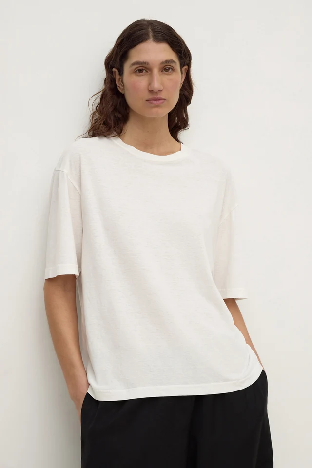 Assembly Label Kira Cotton Hemp Tee - Antique White