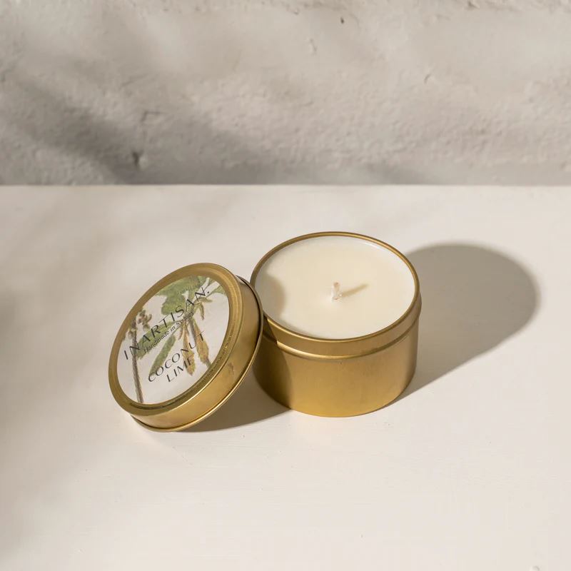 Inartisan Hand Poured Soy Candle in Brass Tin - Coconut & Lime Inartisan