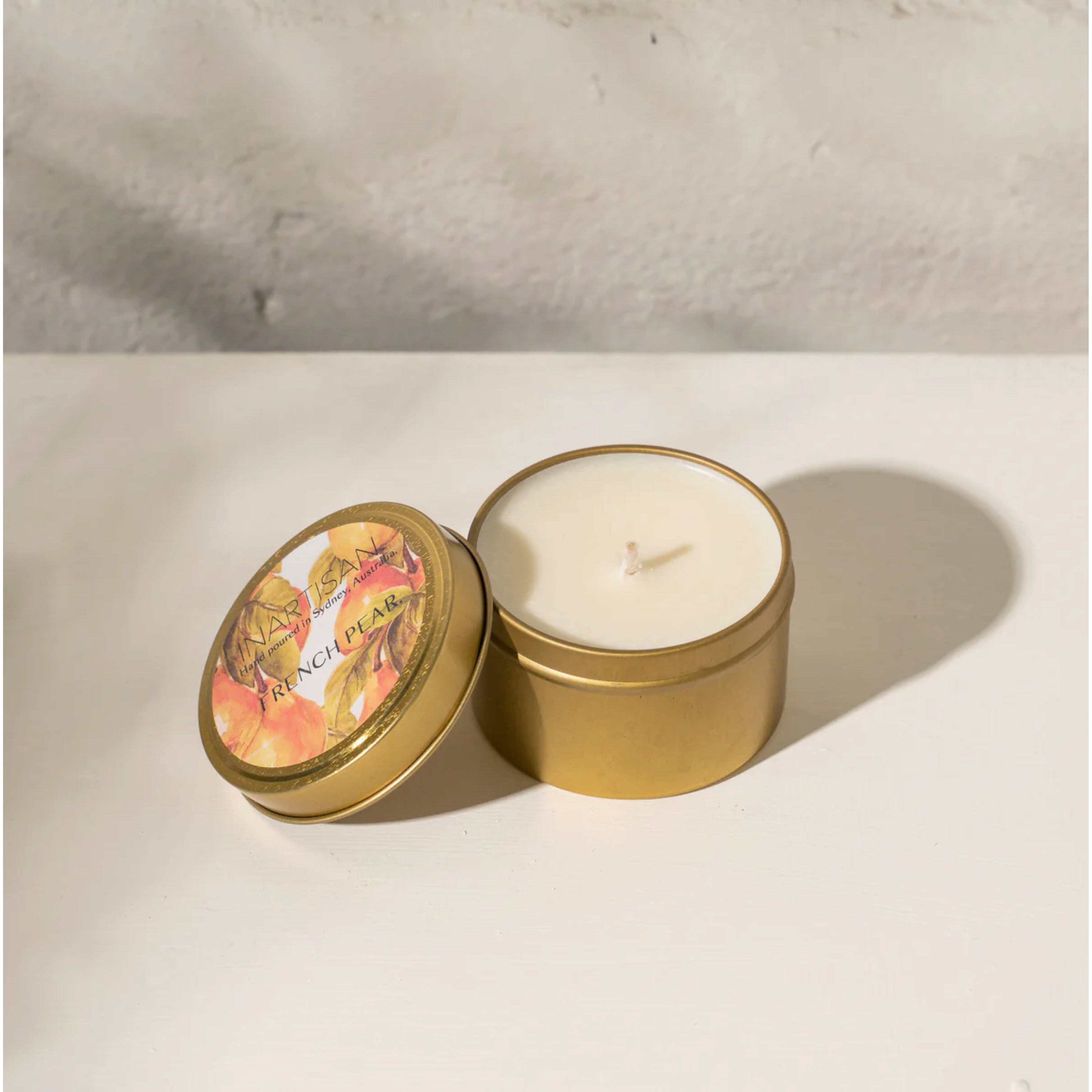 Inartisan Hand Poured Soy Candle in Brass Tin - French Pear Inartisan