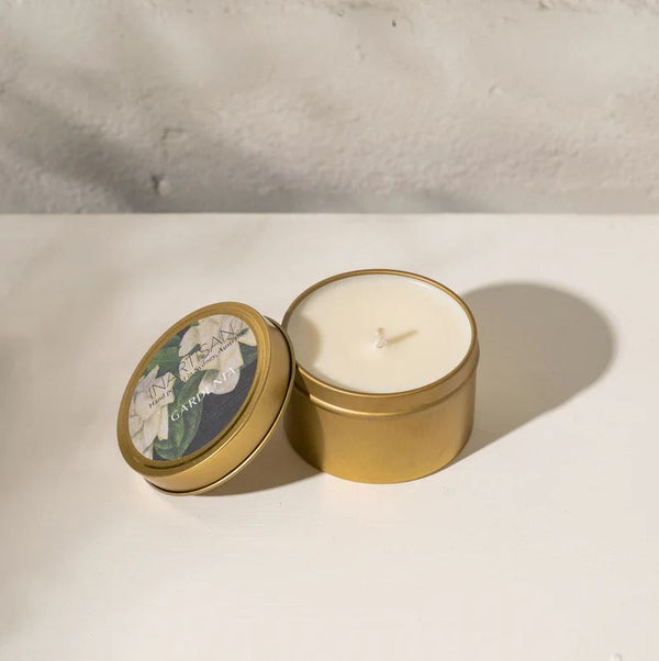 Inartisan Hand Poured Soy Candle in Brass Tin - Gardenia Inartisan