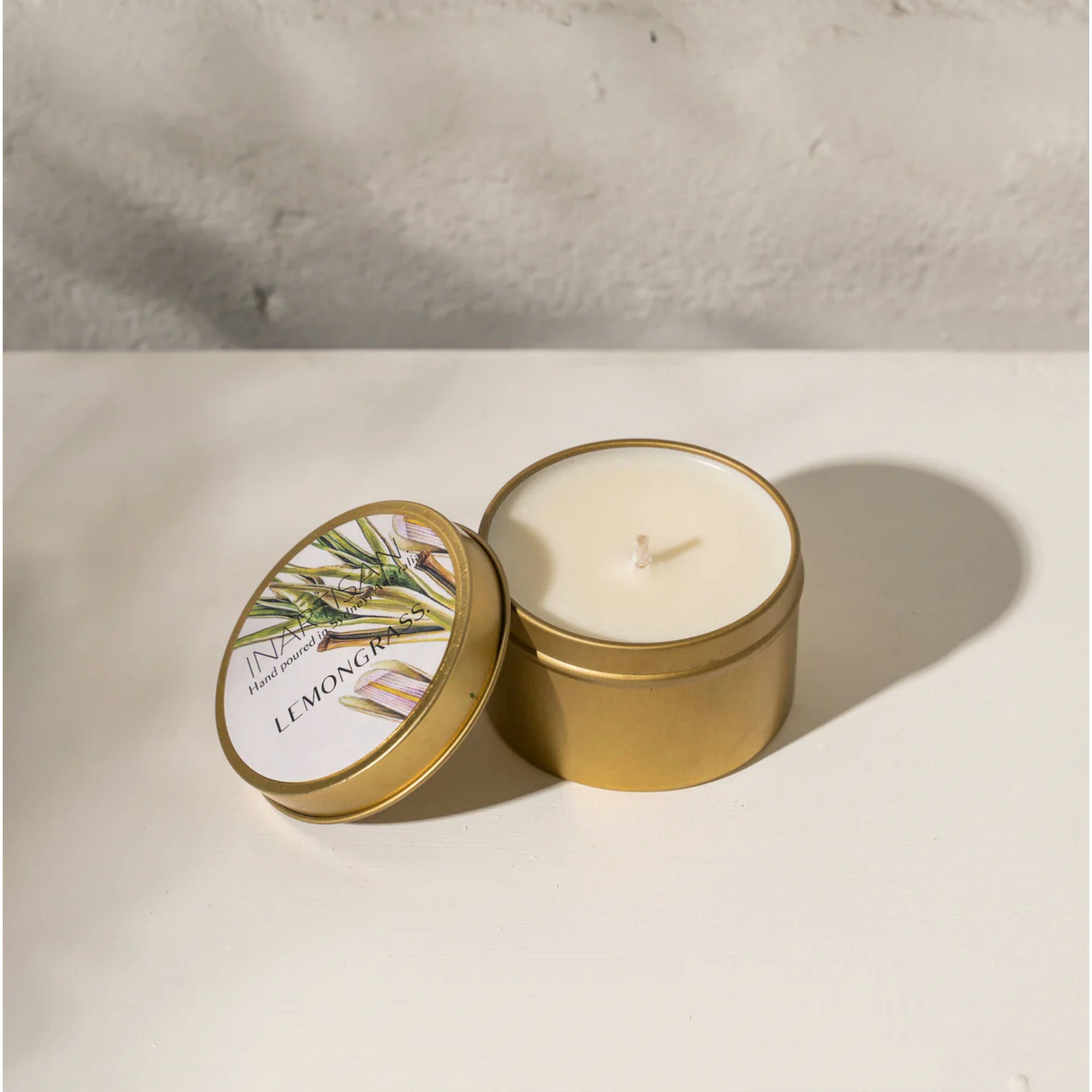 Inartisan Hand Poured Soy Candle in Brass Tin - Lemongrass Inartisan