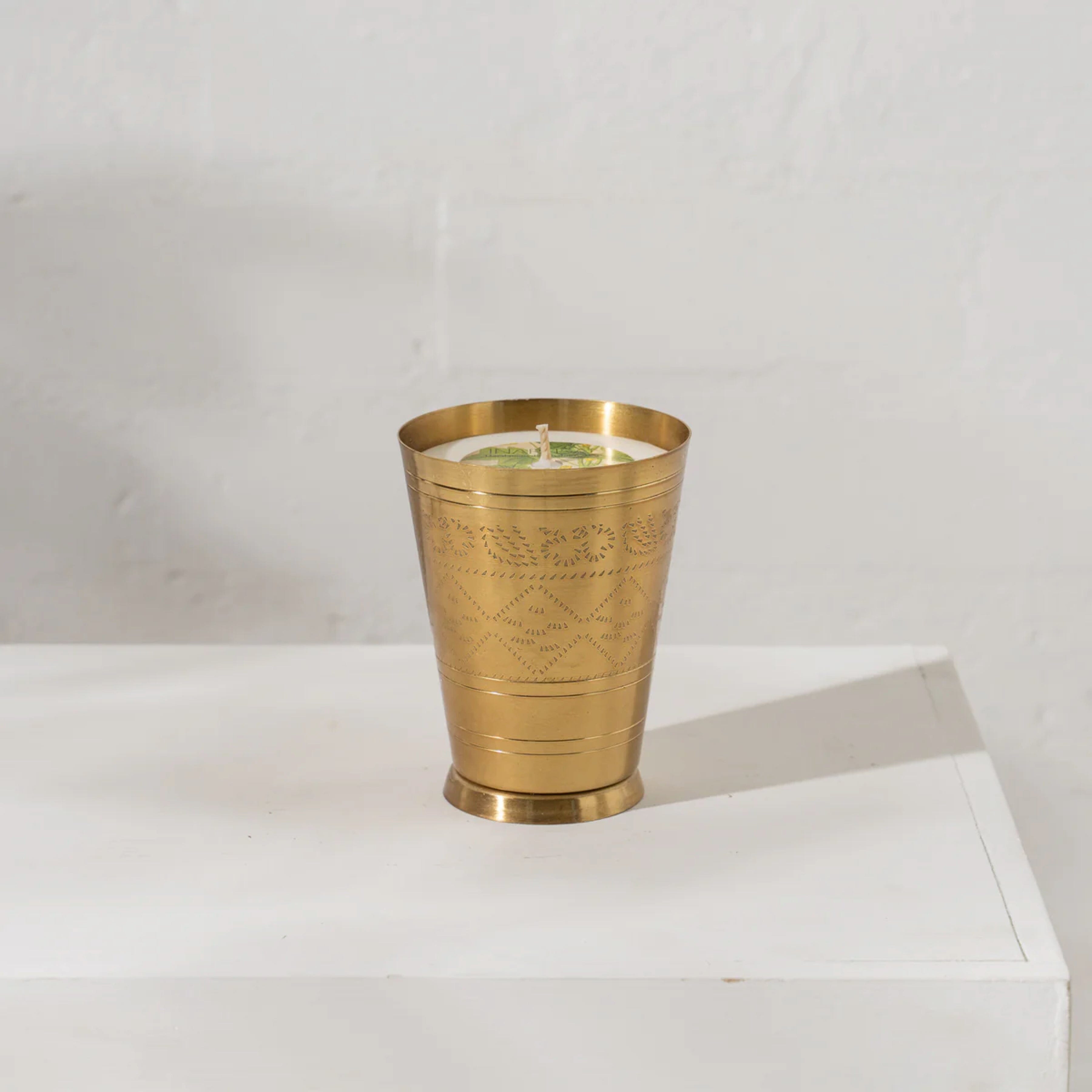 Inartisan Handpoured Soy Candle in Brass Lassi Cup - Gardenia Inartisan