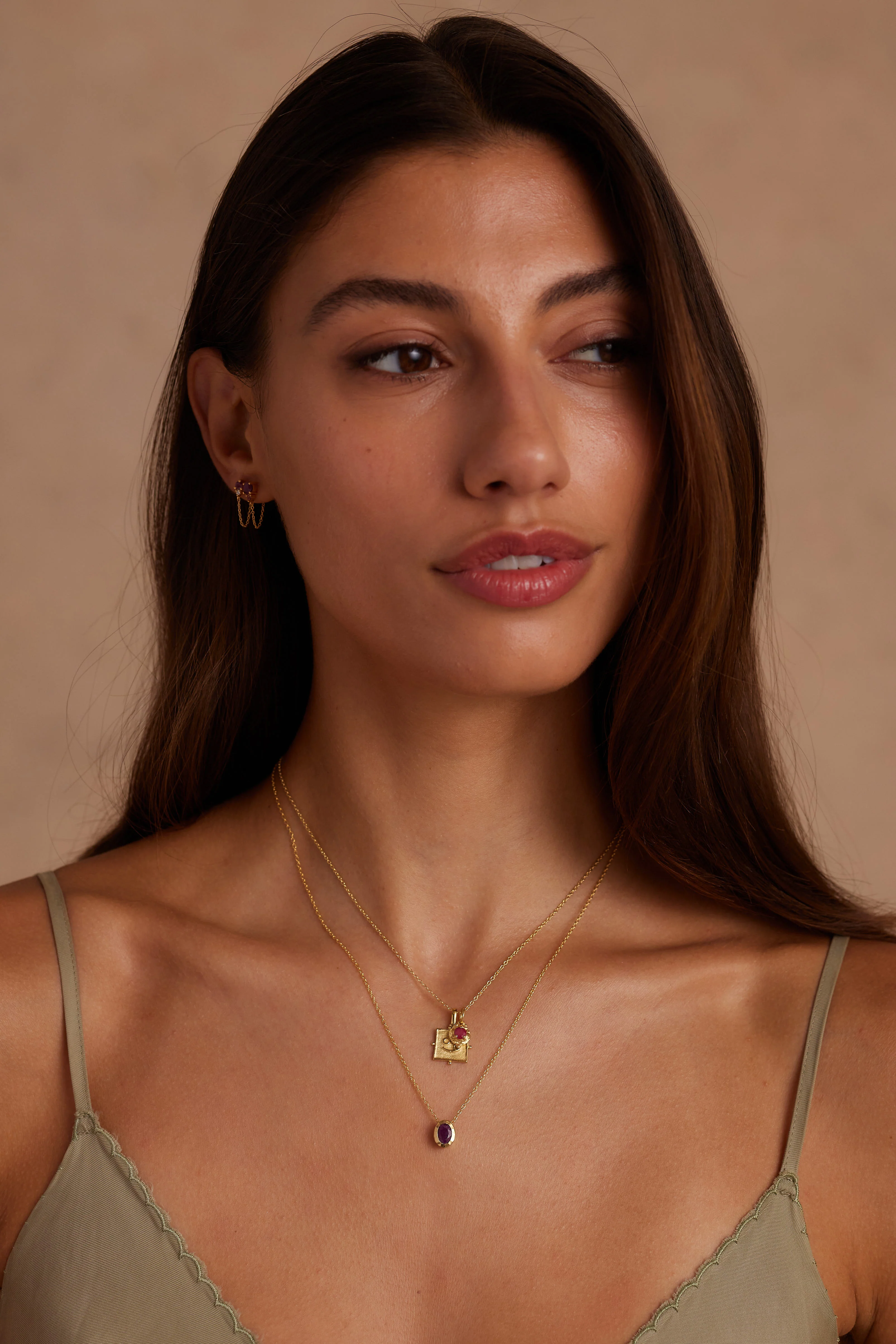 ToniMay July Ruby Gold Birthstone Necklace Charm