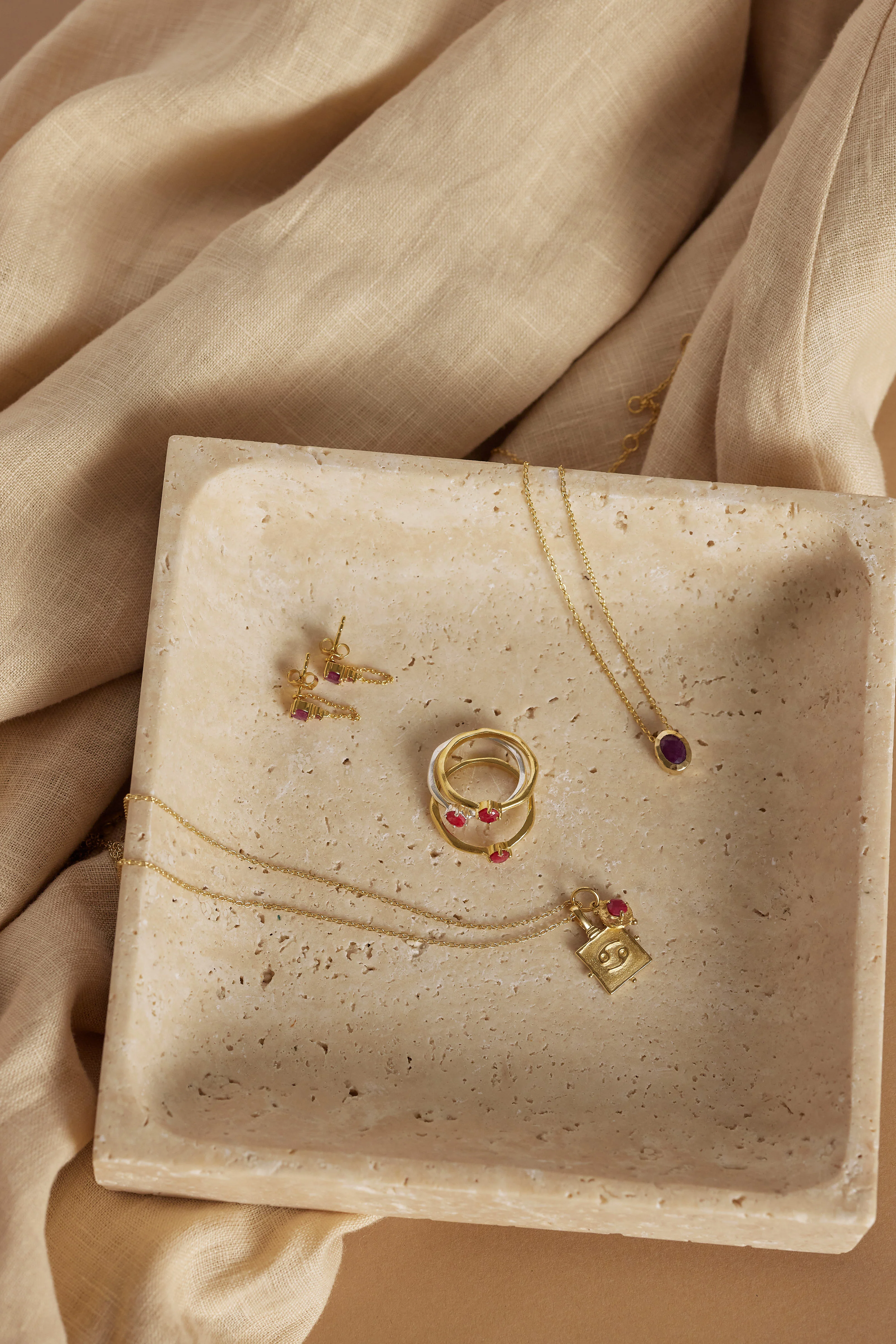 ToniMay July Ruby Gold Birthstone Necklace Charm