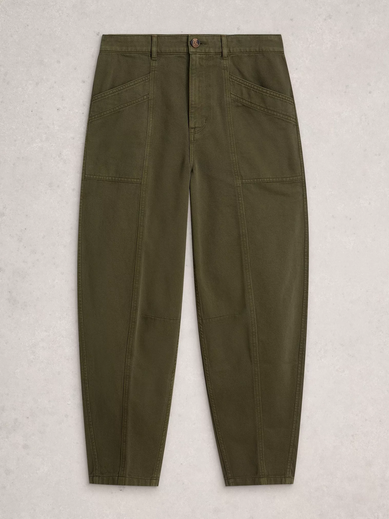 White Stuff Aubrey Barrel Trouser - Khaki Green