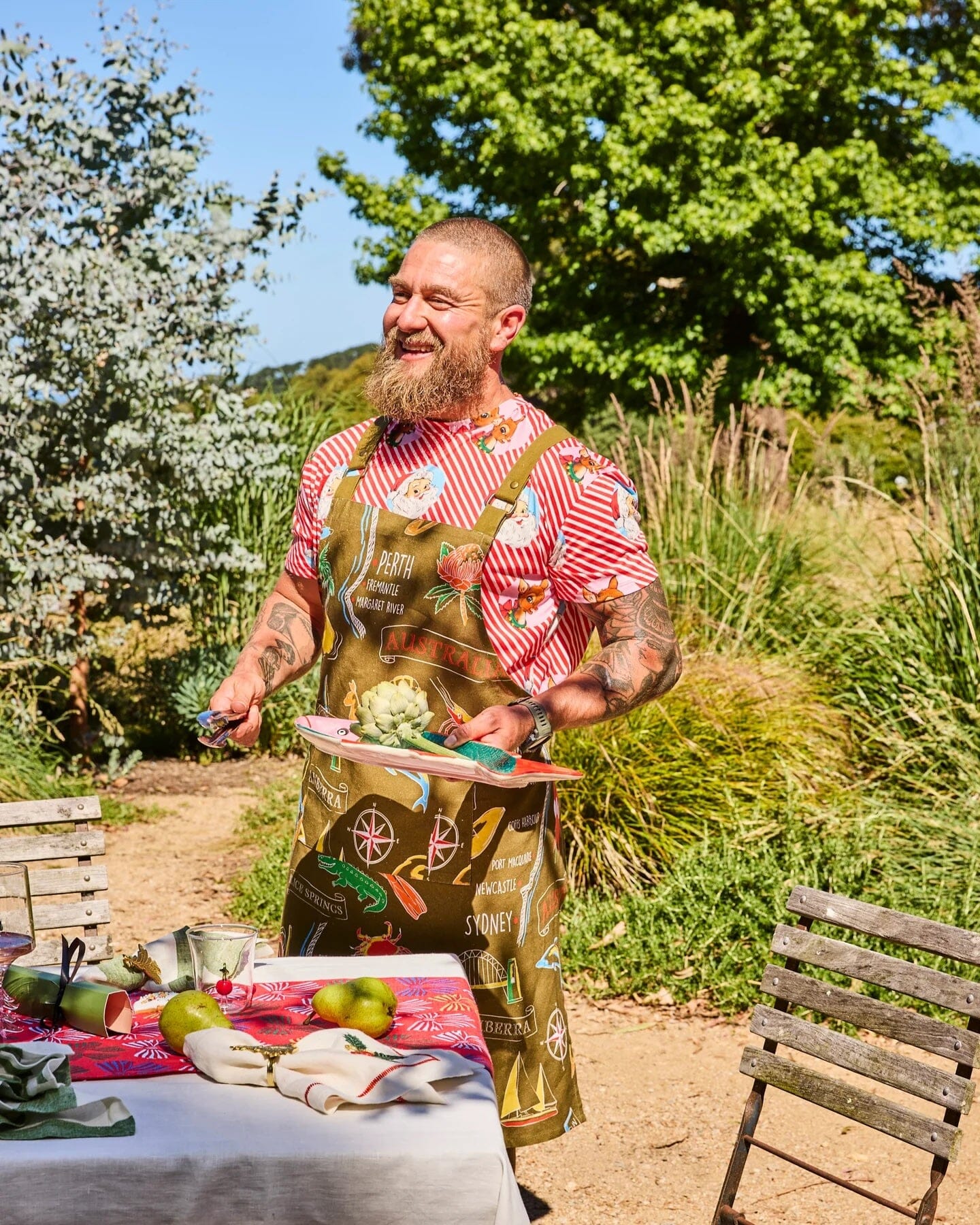 Kip & Co Aussie Road Trip Green Canvas BBQ Apron Kip & Co