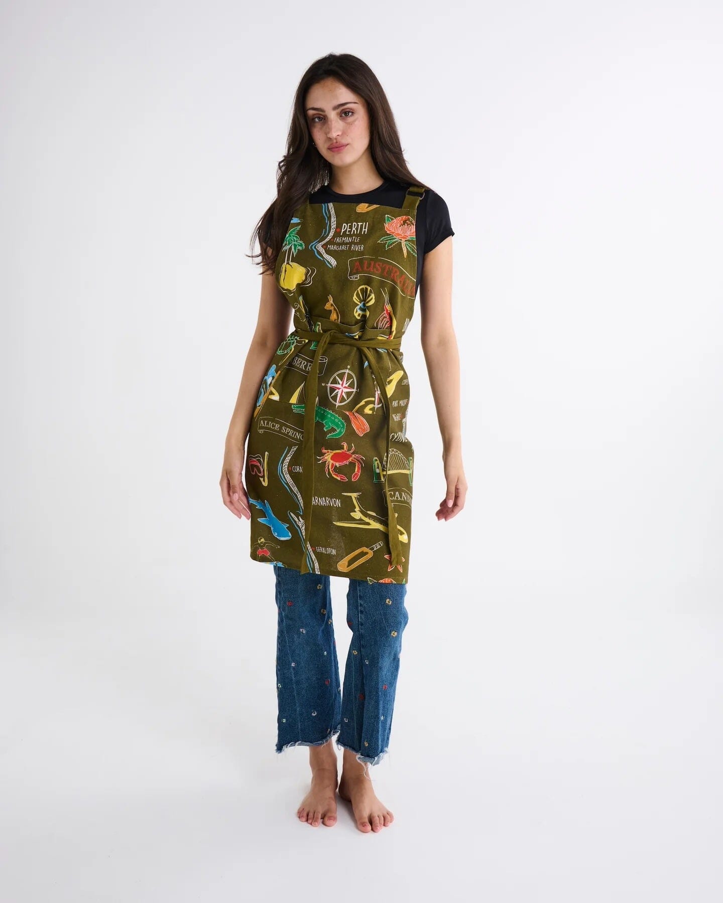 Kip & Co Aussie Road Trip Green Canvas BBQ Apron Kip & Co