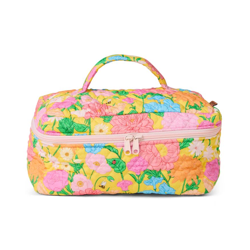 Kip & Co Follow The Sun Yellow Quilted Cotton Toiletry Case Kip & Co