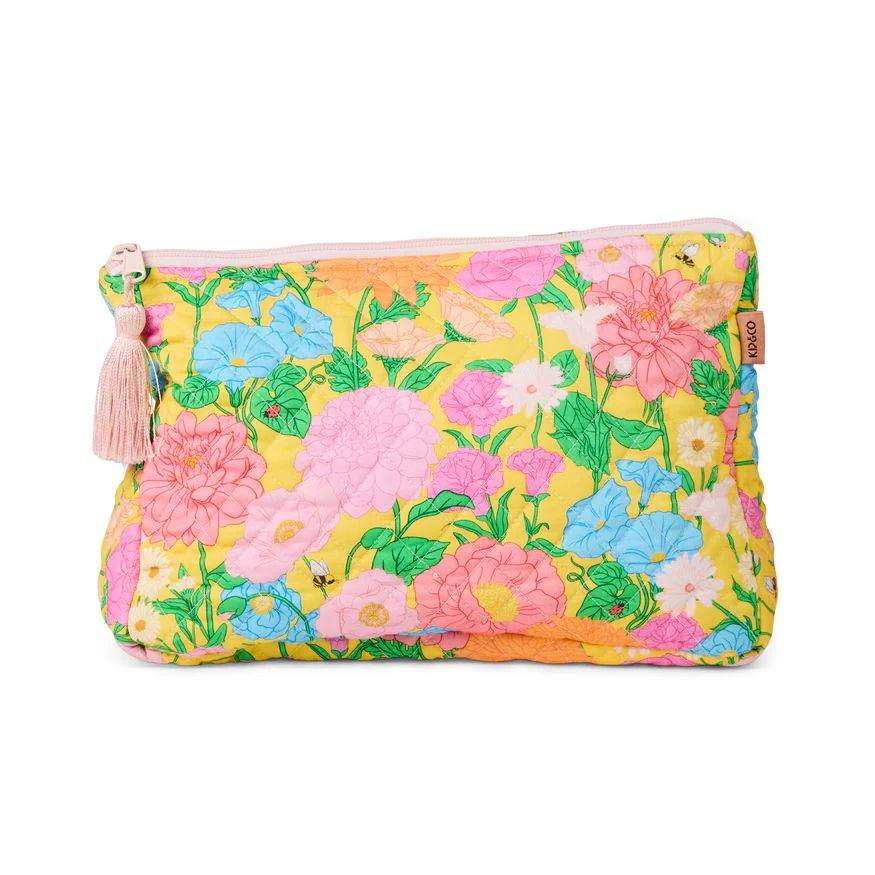 Kip & Co Follow The Sun Yellow Quilted Cotton Toiletry Purse Kip & Co