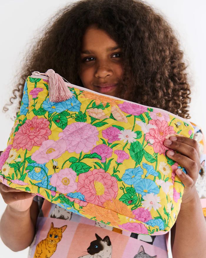 Kip & Co Follow The Sun Yellow Quilted Cotton Toiletry Purse Kip & Co