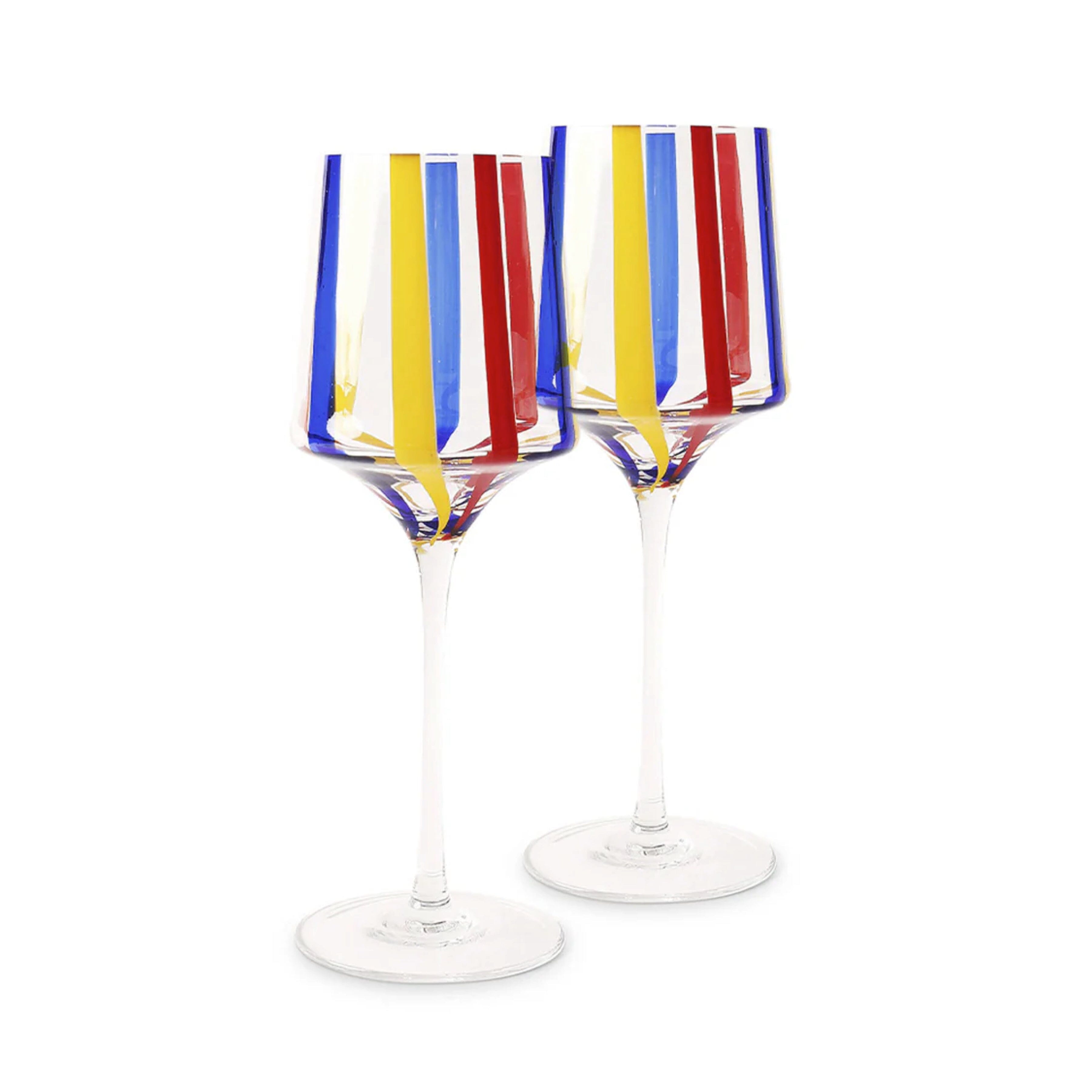 Kip & Co Island Stripe Vino Glass 2 Piece Set Kip & Co