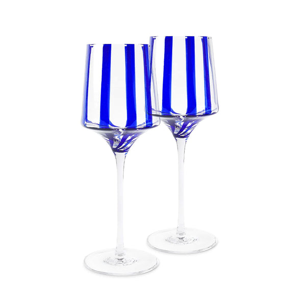 Kip & Co Mykonos Stripe Vino Glass 2 Piece Set Kip & Co