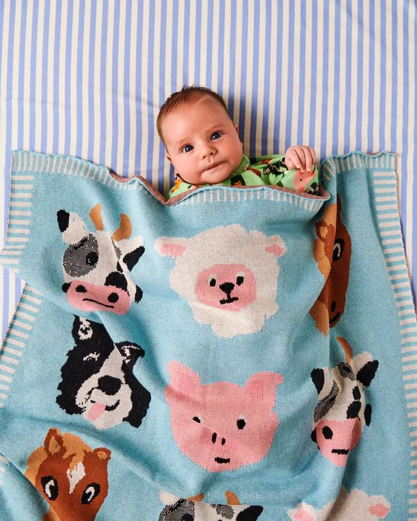 Kip & Co Organic Cotton Knitted Blanket - Farm Friends Kip & Co