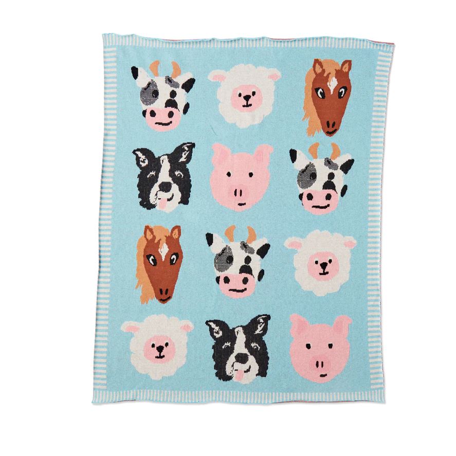 Kip & Co Organic Cotton Knitted Blanket - Farm Friends Kip & Co