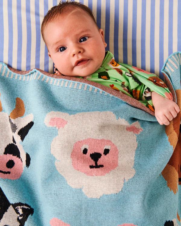 Kip & Co Organic Cotton Knitted Blanket - Farm Friends Kip & Co