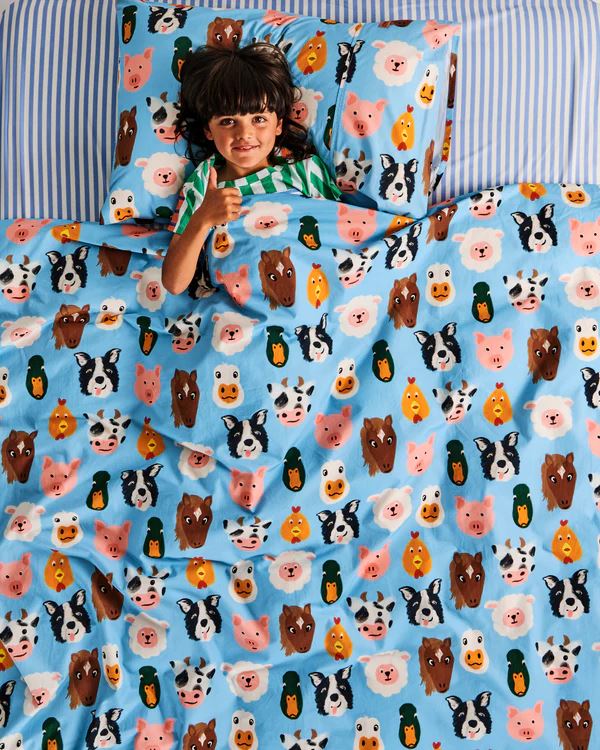 Kip & Co Organic Cotton Quilt Cover Single - Farm Friends Kip & Co