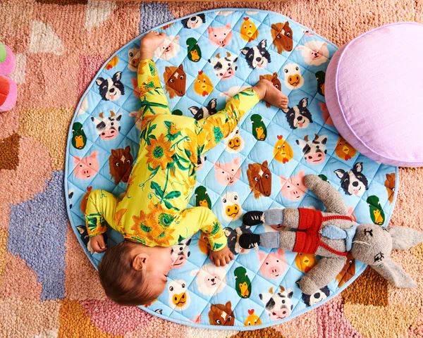 Kip & Co Quilted Baby Play Mat - Farm Friends Kip & Co