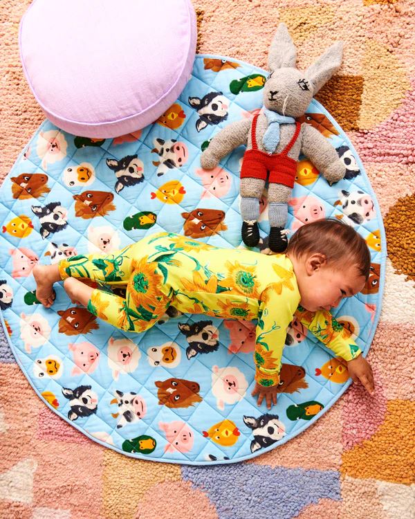 Kip & Co Quilted Baby Play Mat - Farm Friends Kip & Co