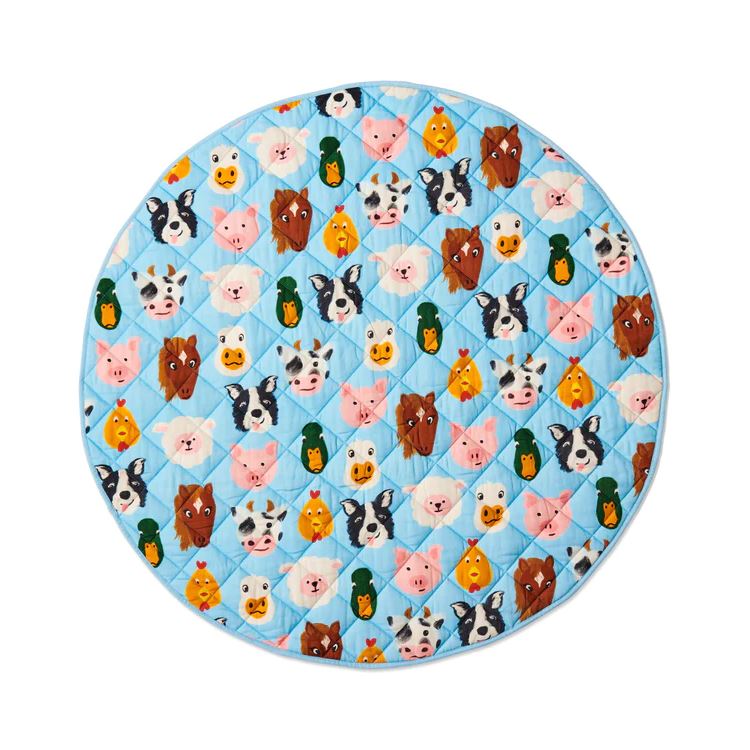 Kip & Co Quilted Baby Play Mat - Farm Friends Kip & Co