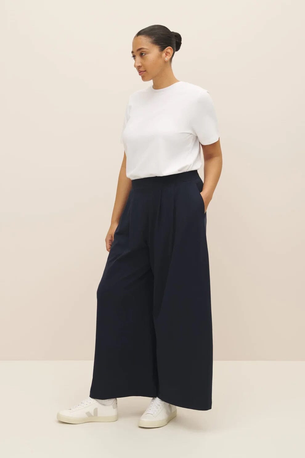 Kowtow Drape Pant- Navy Kowtow