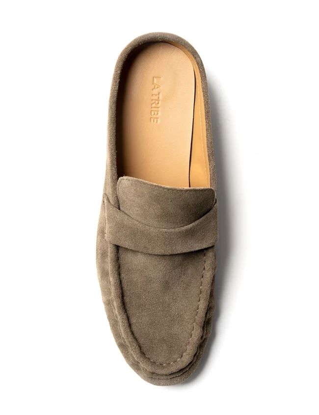 La Tribe Naomi Mule - Khaki Suede Slides La Tribe 