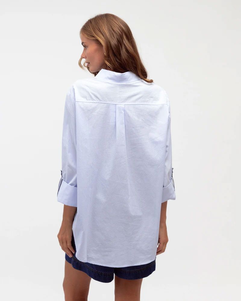 Label of Love Stripe Trim Shirt - Blue Label of Love