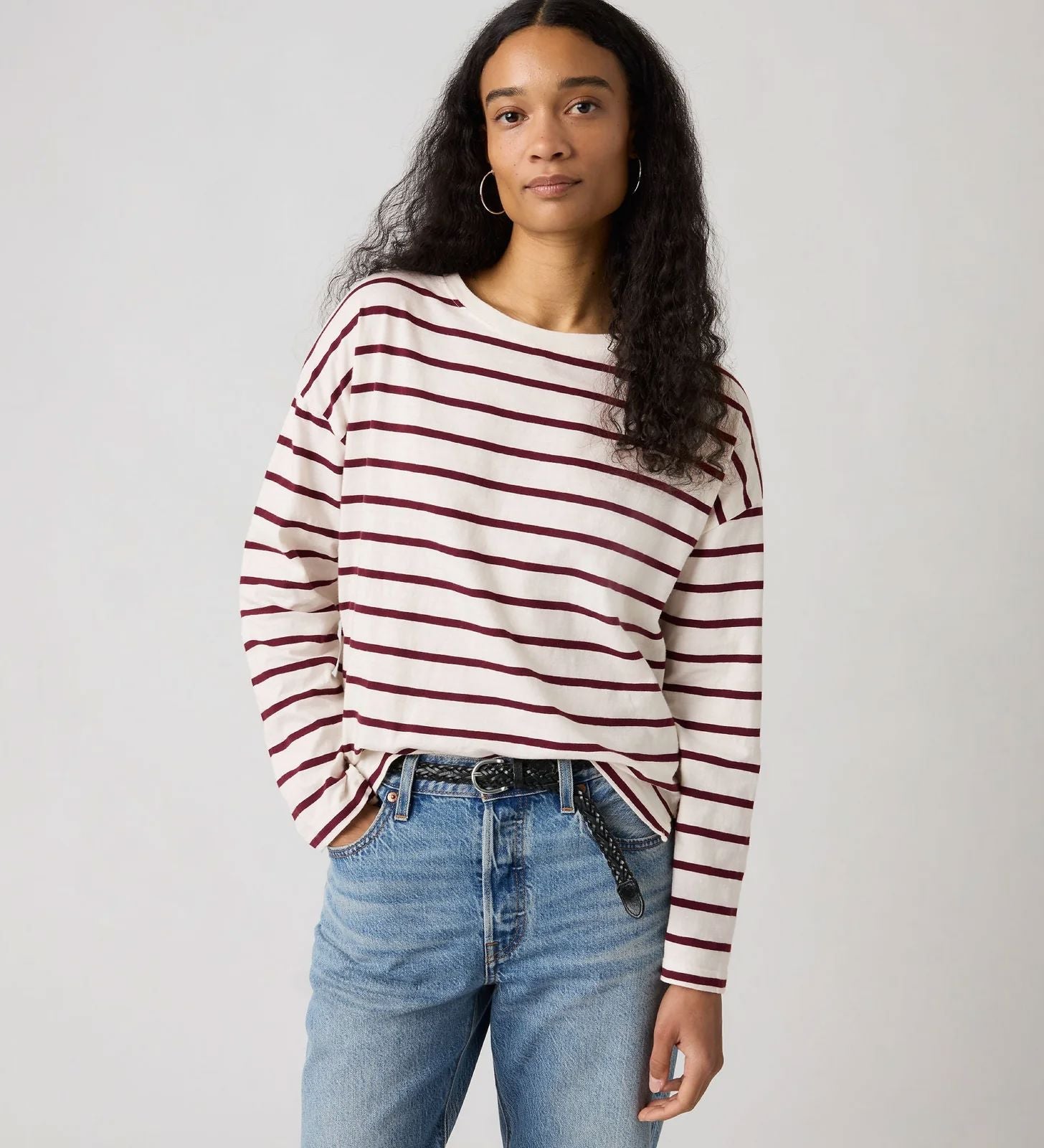 Levi's Julie Slub Long Sleeve Saint - Stripe Egret Long Sleeve Top Levi's 