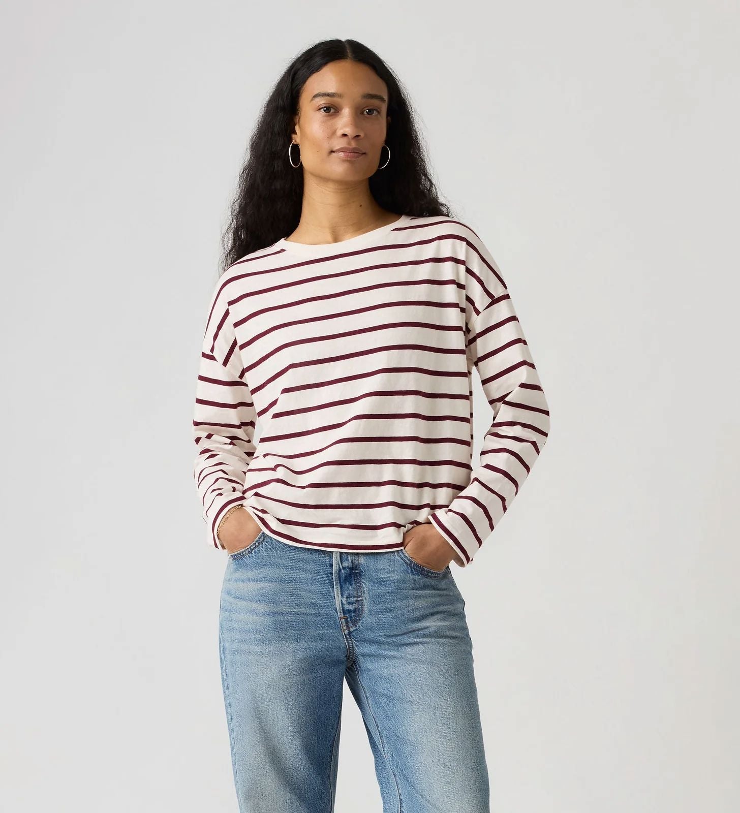 Levi's Julie Slub Long Sleeve Saint - Stripe Egret Long Sleeve Top Levi's 